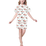 Cute dachshund bone pattern Kids' Boys' Girls' V-Neck Short Pajama Set