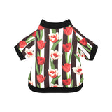 red and white tulips pattern All Over Print Pet Dog Round Neck Fuzzy Shirt