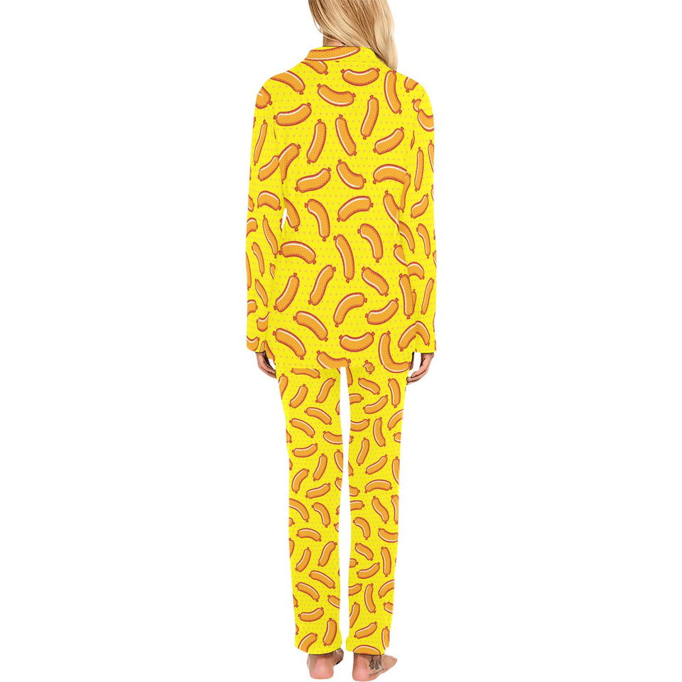 Sausage Pattern Print Design 01 Women's Long Pajama Set