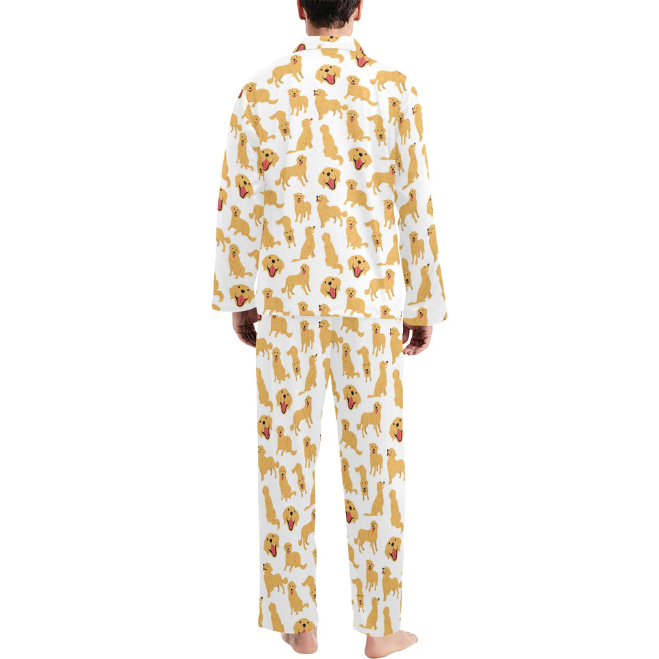 Golden Retriever Pattern Print Design 05 Men's Long Pajama Set
