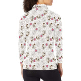 English Bulldog Pattern Print Design 01 Women's Long Sleeve Polo Shirt
