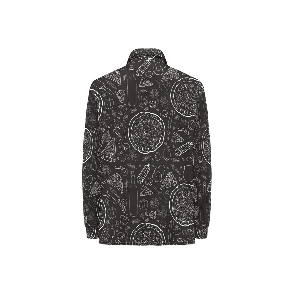 Pizza pattern Women's Long Sleeve Polo Shirt