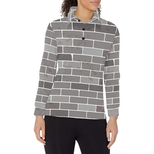 Brick Printed Pattern Print Design 05 Women's Long Sleeve Polo Shirt