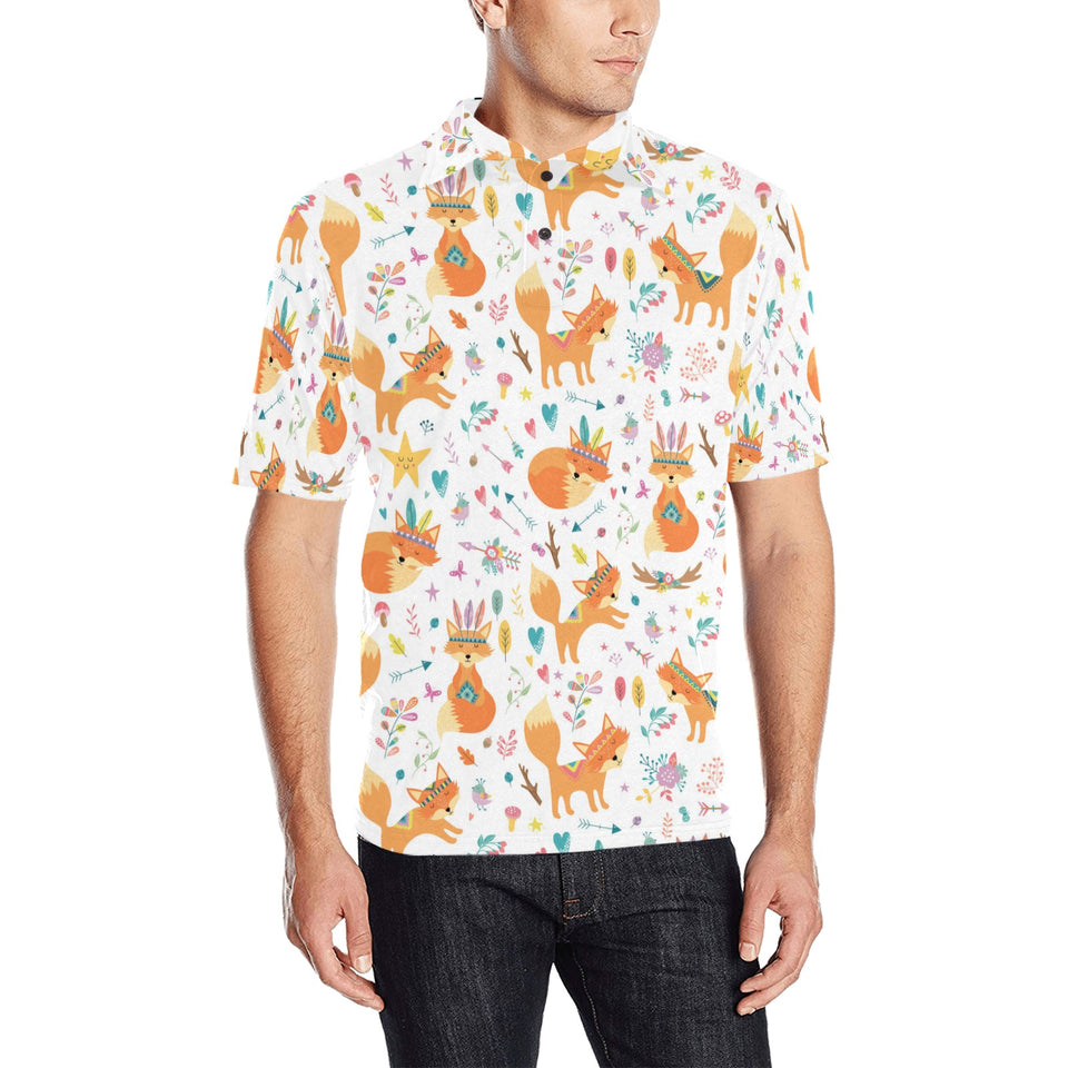 cute tribal fox pattern Men's All Over Print Polo Shirt