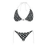 Cute white rabbit polka dots black background Sexy Bikinis Two-Piece Swimsuits