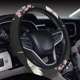 Japanese crane pink sakura pattern Car Steering Wheel Cover