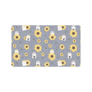 Cute hamster sunflower pattern background Doormat
