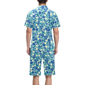 blueberry design pattern Men's V-Neck Short Pajama Set