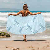 Dragonfly pattern blue background Beach Towel