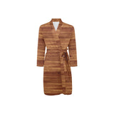 Wood Printed Pattern Print Design 04 Men's Long Sleeve Belted Night Robe