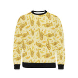Saxophone cornet pattern yellow background Men's Crew Neck Sweatshirt