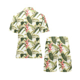 heliconia pattern Men's V-Neck Short Pajama Set