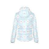 White cute pomeranian pattern Women's Padded Hooded Jacket