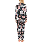 white swan blooming flower pattern Women's All Over Print Pajama Set