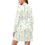Seahorse shell pattern Women's Long Sleeve Belted Night Robe