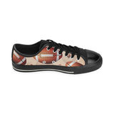 American football ball design pattern Men's Low Top Canvas Shoes Black