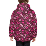 Lips Pattern Print Design 03 Kids' Boys' Girls' Padded Hooded Jacket
