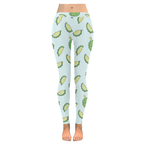 Durian pattern blue background Women's Legging Fulfilled In US