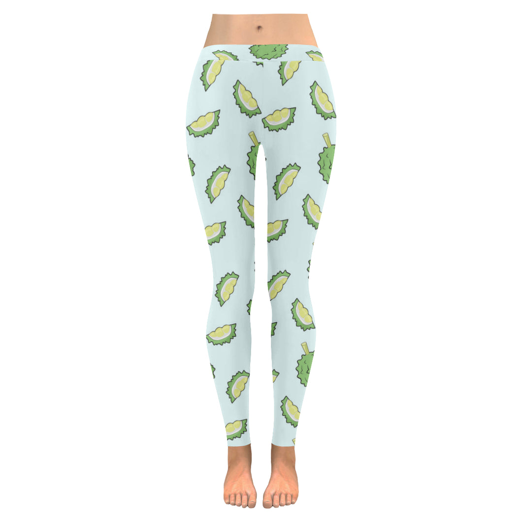 Durian pattern blue background Women's Legging Fulfilled In US