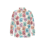 Chemistry Periodic Table Pattern Print Design 02 Men's Long Sleeve Polo Shirt