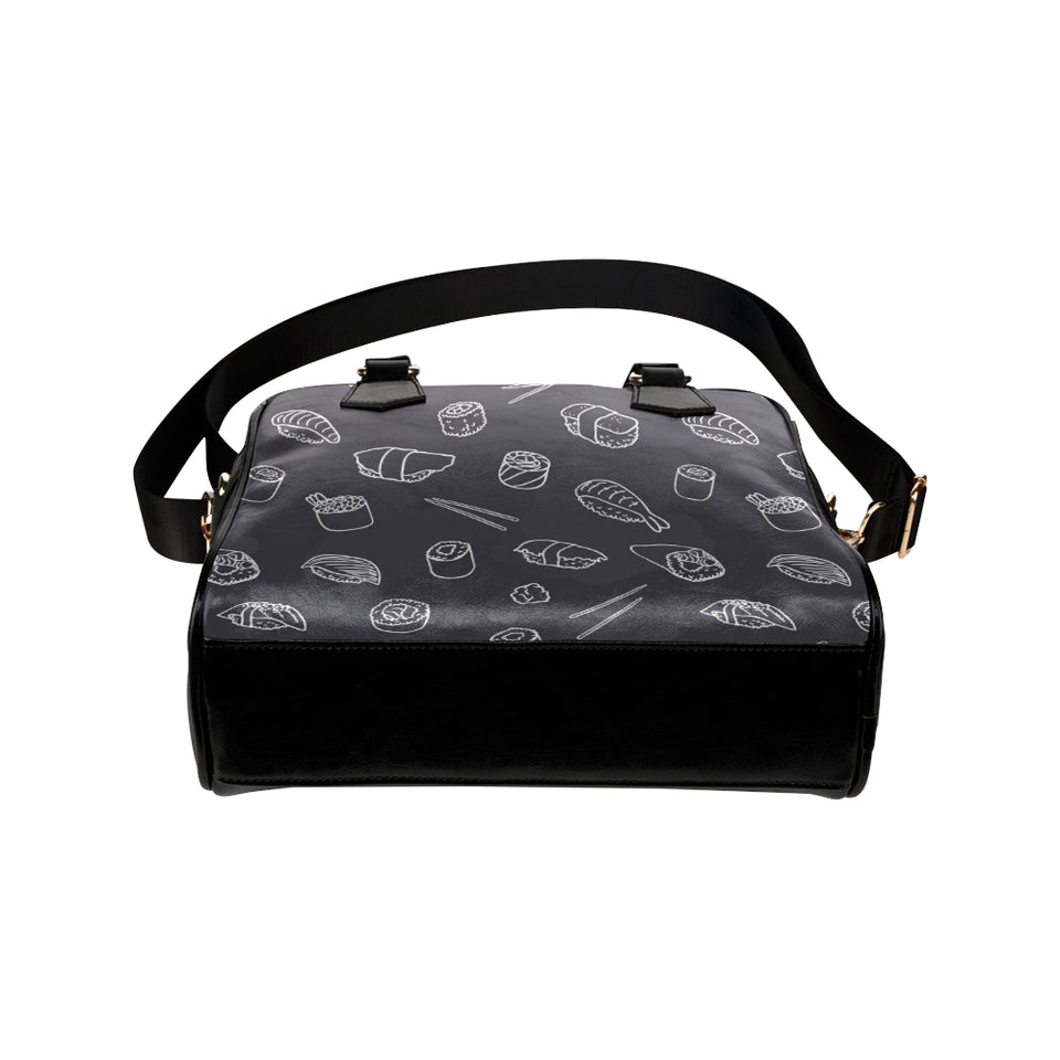 sushi pattern black background Shoulder Handbag