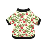 Red apples leaves pattern All Over Print Pet Dog Round Neck Fuzzy Shirt