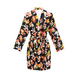 Goldfish Pattern Print Design 03 Women's Long Sleeve Belted Night Robe