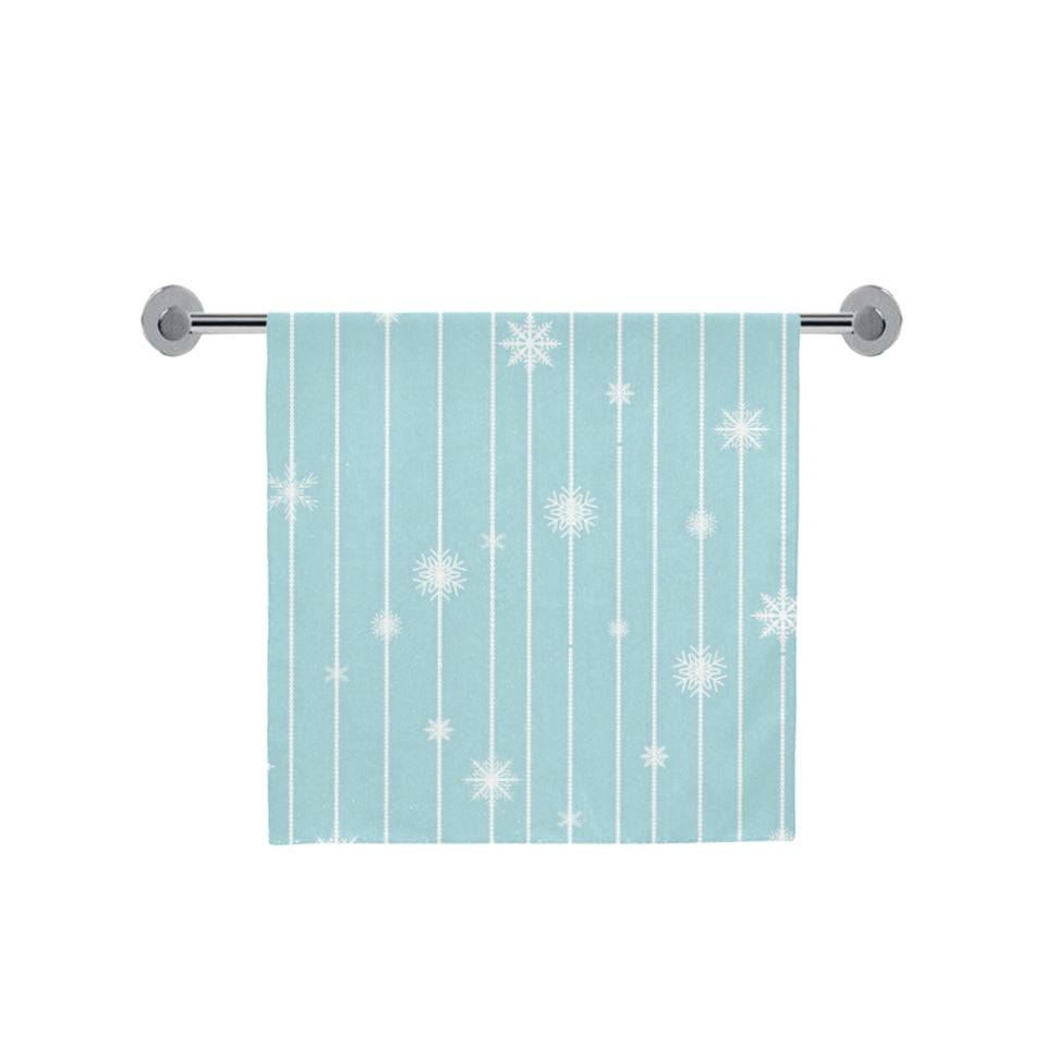 Snowflake pattern blue stripe background Bath Towel