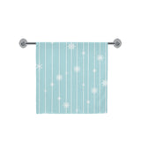 Snowflake pattern blue stripe background Bath Towel