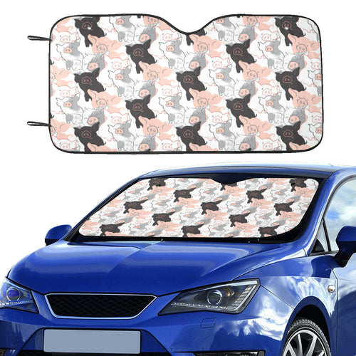 Pig Pattern Print Design 05 Car Sun Shade