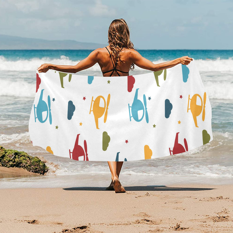 Colorful helicopter pattern Beach Towel