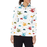 Colorful helicopter pattern Women's Long Sleeve Polo Shirt