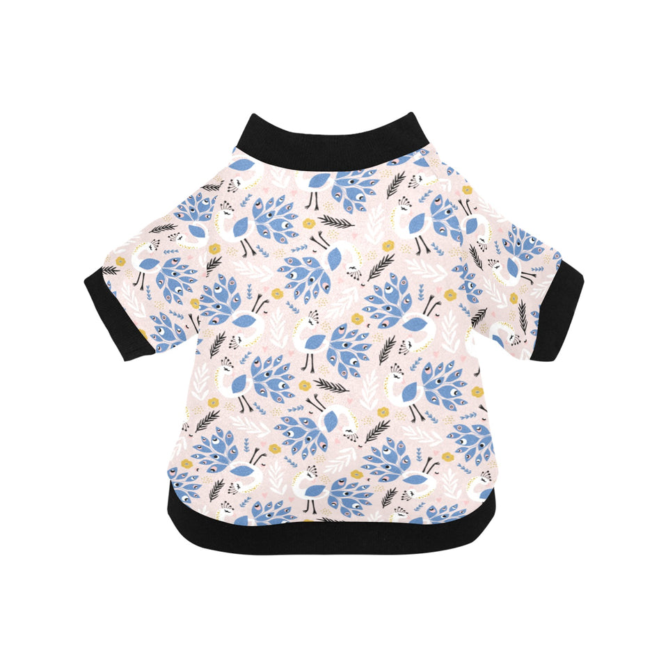 Cute peacock pattern All Over Print Pet Dog Round Neck Fuzzy Shirt