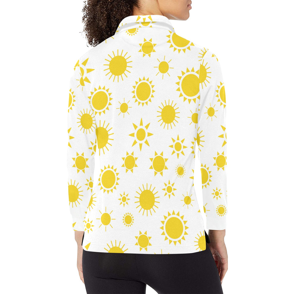 Sun pattern Women's Long Sleeve Polo Shirt