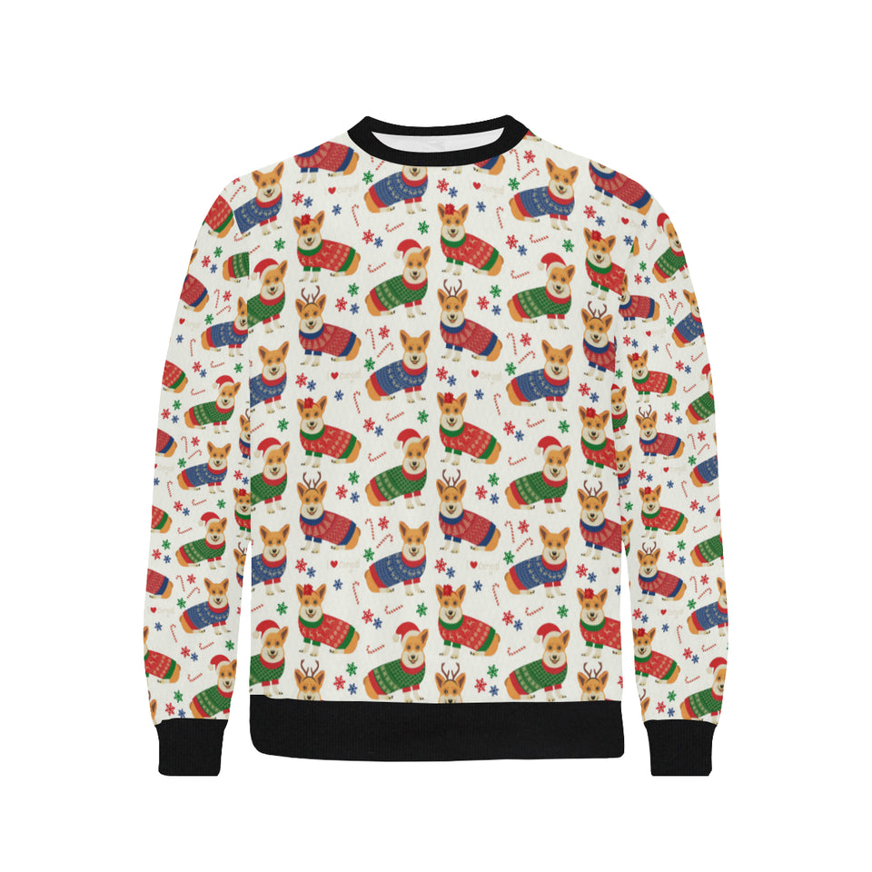 Corgi Christmas Pattern Men's Crew Neck Sweatshirt