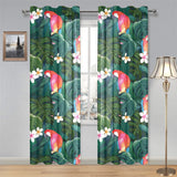 Parrot Palm tree leaves flower hibiscus pattern Gauze Curtain