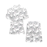 Cute french bulldog head pattern Men's V-Neck Short Pajama Set