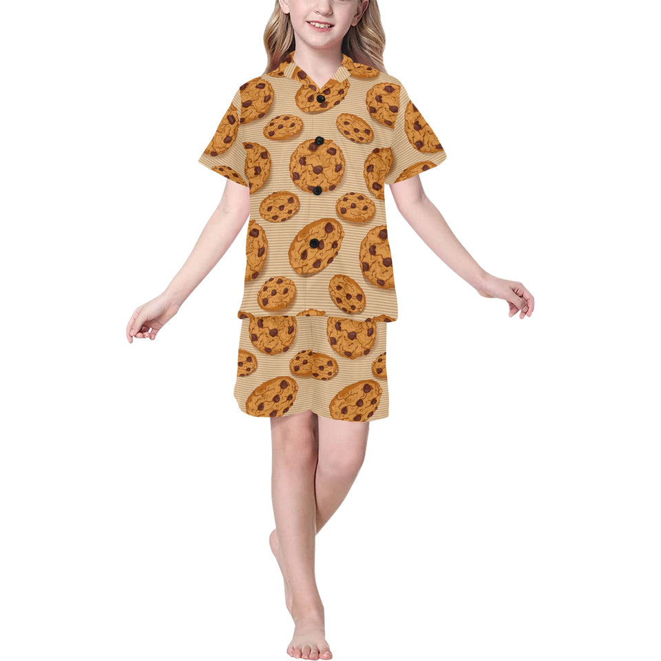 Cookie pattern Kids' Boys' Girls' V-Neck Short Pajama Set
