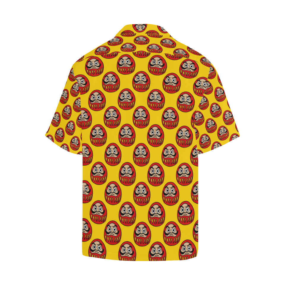 Daruma japanese wooden doll yellow background Men's All Over Print Hawaiian Shirt