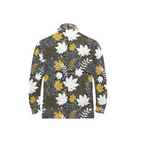 Beautiful gold autumn maple leaf pattern Men's Long Sleeve Polo Shirt