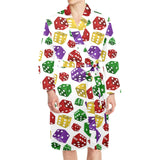Dice Pattern Print Design 03 Men's Long Sleeve Belted Night Robe
