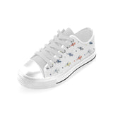 Cute helicopter star pattern Men's Low Top Canvas Shoes White