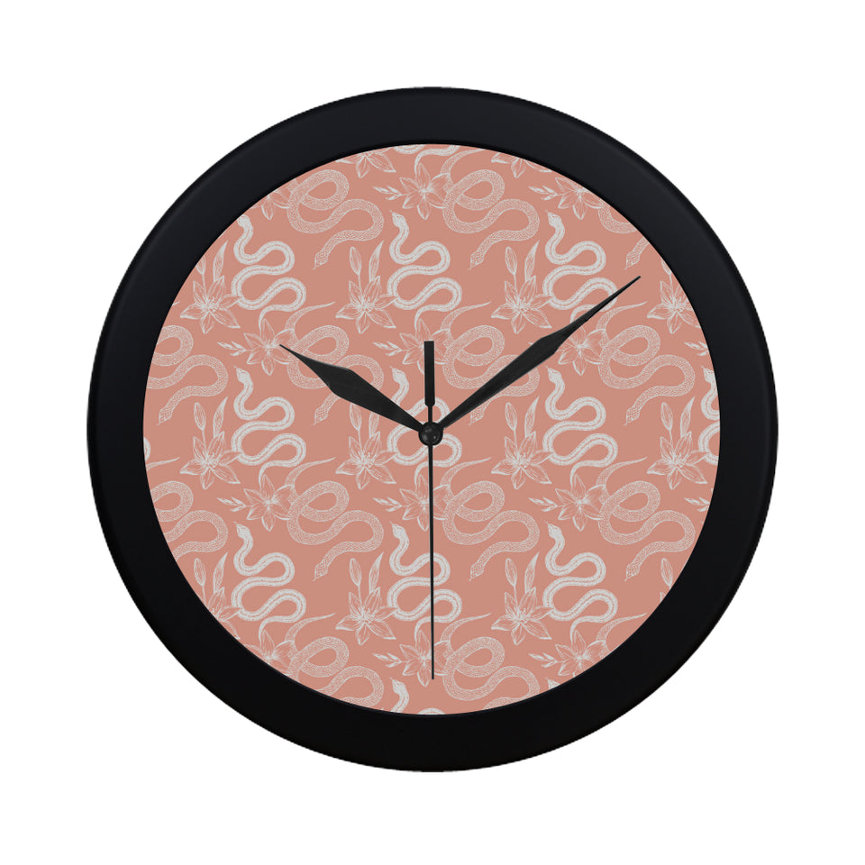 Snake lilies flower pattern Elegant Black Wall Clock