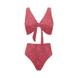 Skate Board Pattern Print Design 01 Chest Bowknot High Waisted Bikini Swimsuit