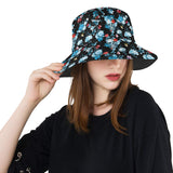 Skull flower roses leave pattern Unisex Bucket Hat