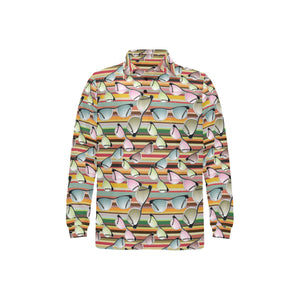 Sun Glasses Pattern Print Design 02 Men's Long Sleeve Polo Shirt