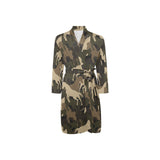 Horse Camouflage Pattern Men's Long Sleeve Belted Night Robe