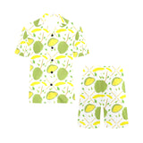 Durian pattern background Men's V-Neck Short Pajama Set