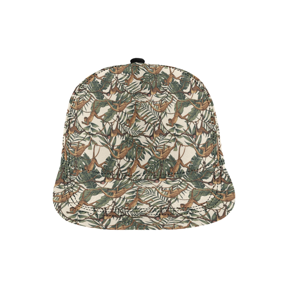 Monkey tropical leaves background All Over Print Snapback Cap