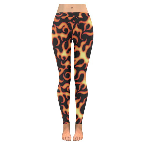 Fire flame dark pattern Women's Legging Fulfilled In US